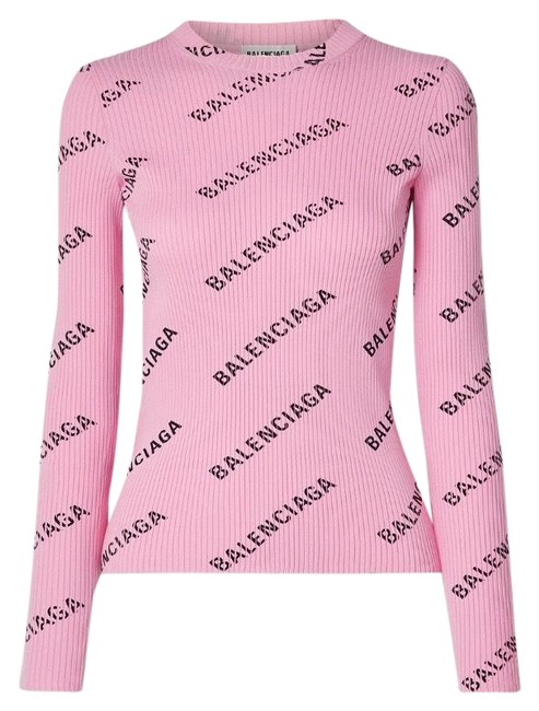 Balenciaga Jersey Logo Printed Ribbed Knit Sweater