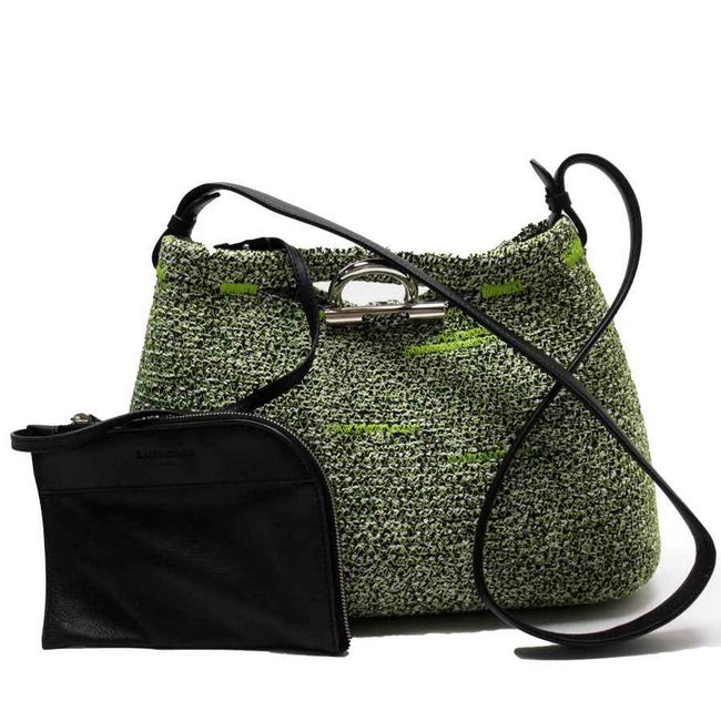 Balenciaga Ladies BlackGreenWhite Leather Shoulder Bag