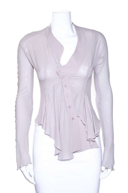 Balenciaga Lavendar Cropped Asymmetrical Button 40 Blouse4 S