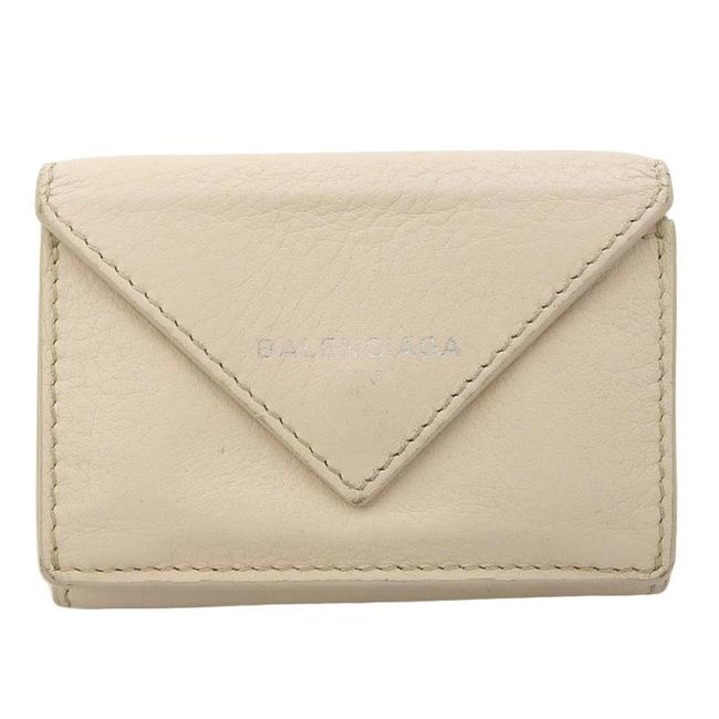 Balenciaga Light Beige Tri fold Compact Leather Wallet