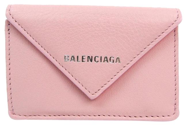 Balenciaga Light Pink Paper Mini 391446 Womens Leather Tri fold Wallet