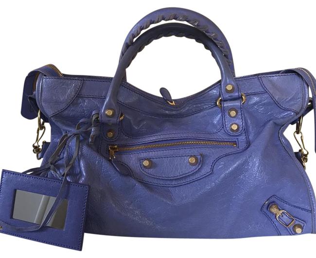 Balenciaga Lilac Leather Satchel