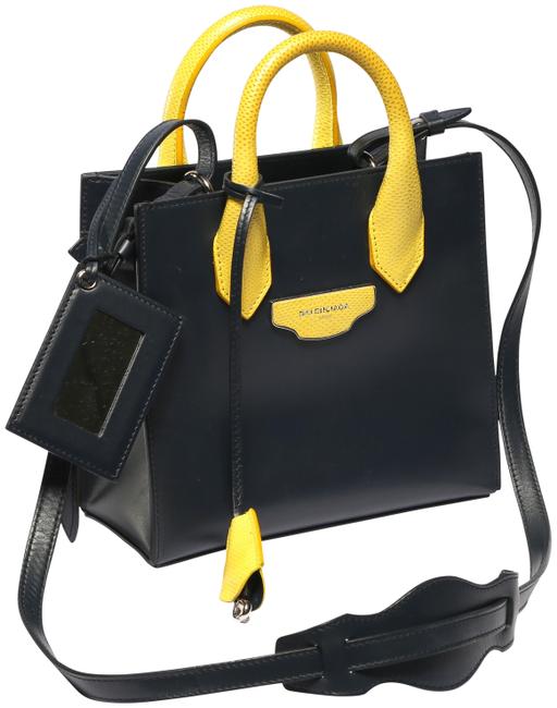 Balenciaga Limited Edition Handbag NavyYellow Leather Cross Body Bag