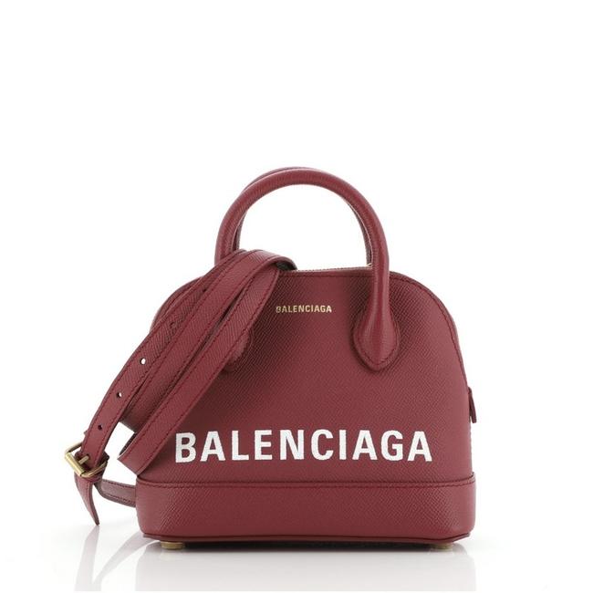 Balenciaga Logo Ville Xxs Red Leather Satchel