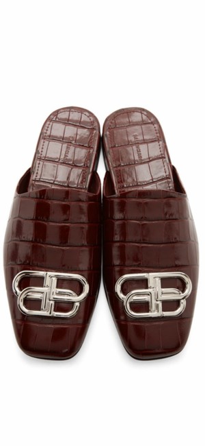 Balenciaga Maroon Crocodile Cosy Bb MulesSlides