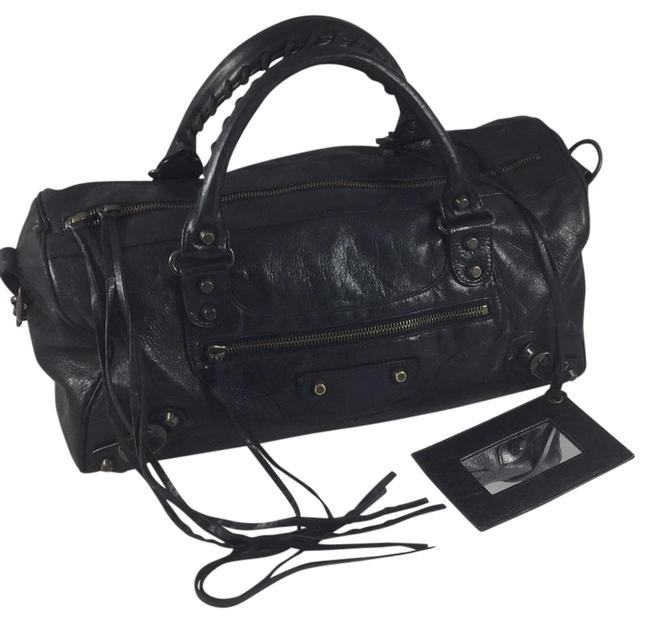 Balenciaga Medium City Black Leather Satchel