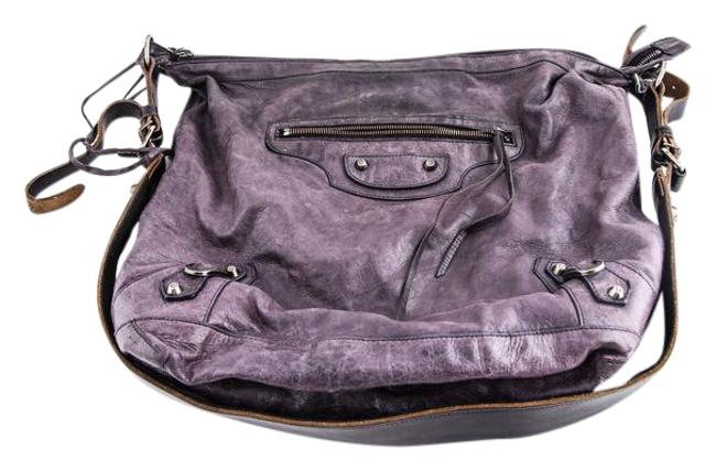 Balenciaga Purple Leather Messenger Bag