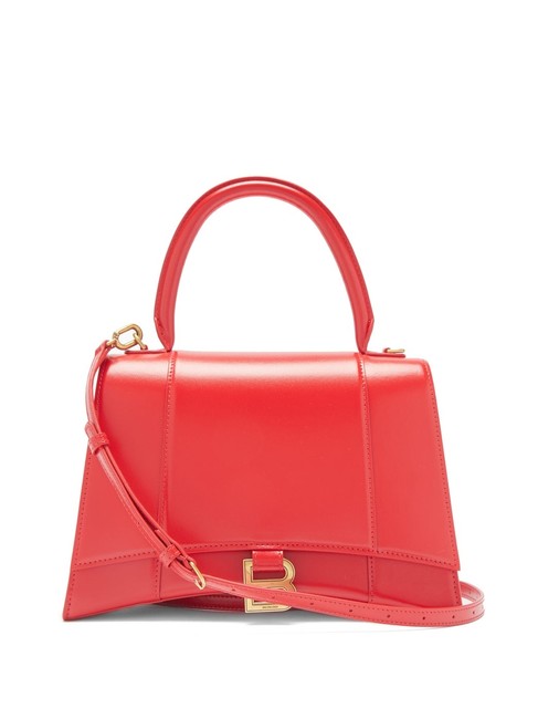 Balenciaga Mf Hourglass Medium Red Leather Shoulder Bag