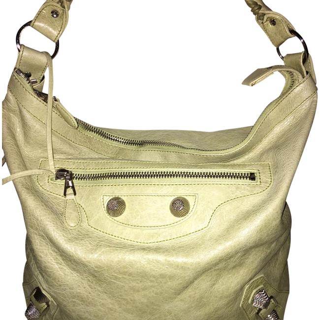 Balenciaga Motocross Classic Day Celedon Green Lambskin Leather Hobo Bag