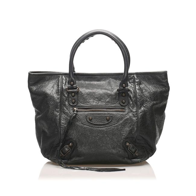 Balenciaga Motocross Classic Sunday Black Lambskin Leather Shoulder Bag