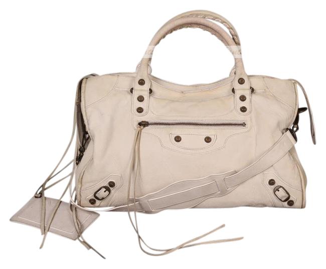 Balenciaga Motorcycle City Ivory Leather Satchel