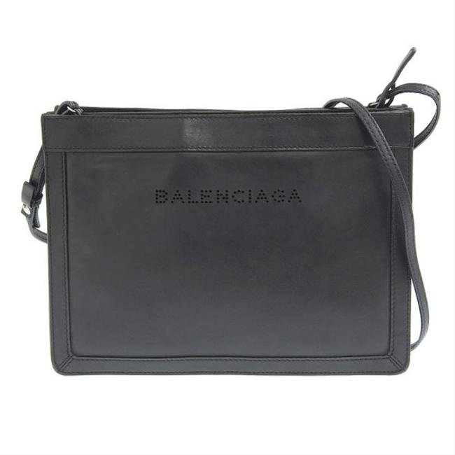 Balenciaga Navy Pochette 339937 Black Leather Shoulder Bag