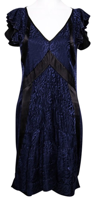 Balenciaga Navy Silk Knee Length Cocktail Dress8 M