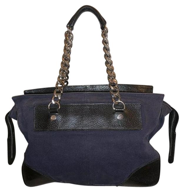 Balenciaga NavyBlack DenimLeather Shoulder Bag