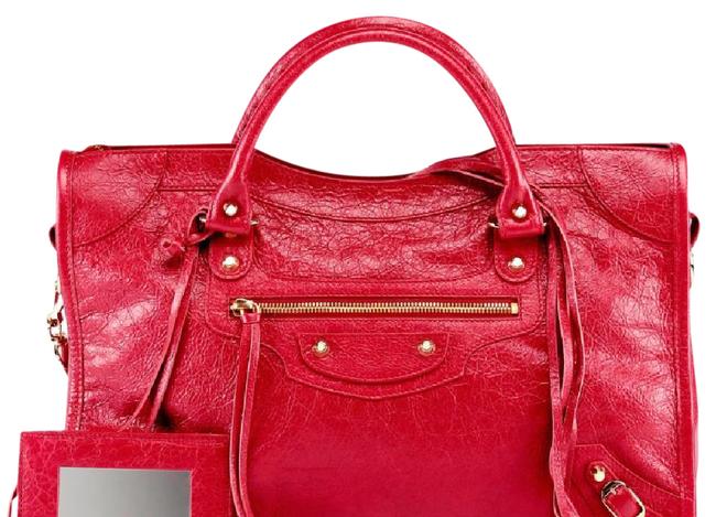 Balenciaga New Classic Gold City Cherry Red Lambskin Leather Cross Body Bag