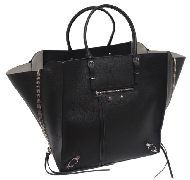 Balenciaga New Papier A5 Side Zip Graine Black Leather Tote