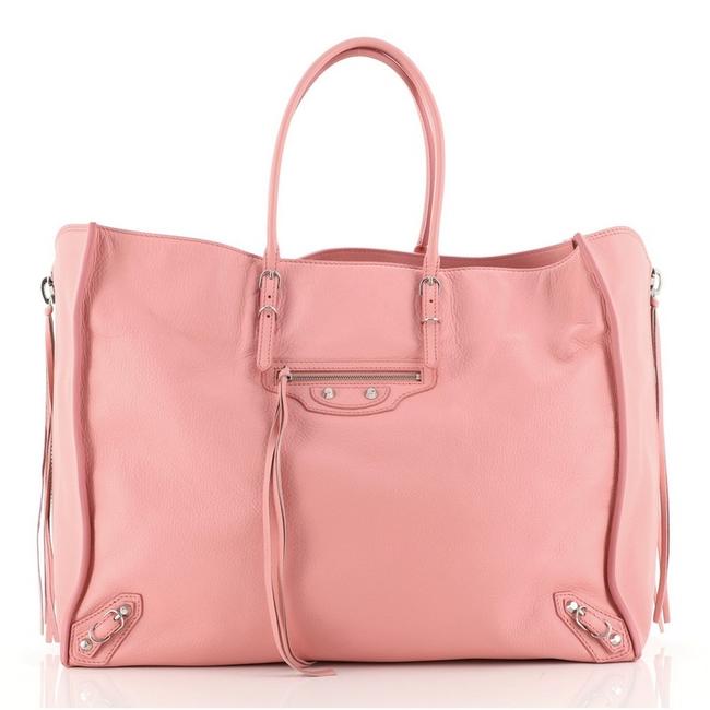 Balenciaga Papier A4 Zip Around Classic Studs Large Pink Leather Satchel