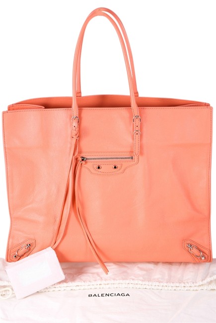 Balenciaga Papier A4 Zip Around Textured leather Coral Grained Leather Tote