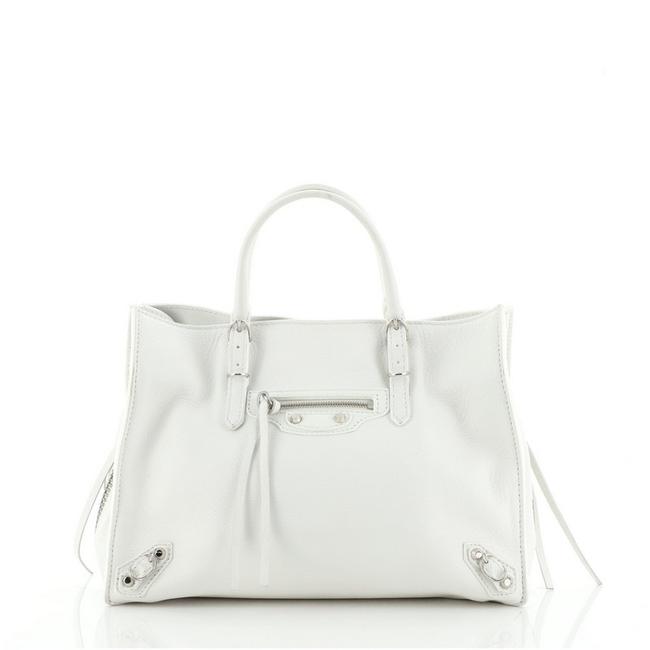 Balenciaga Papier A6 Zip Around White Leather Tote