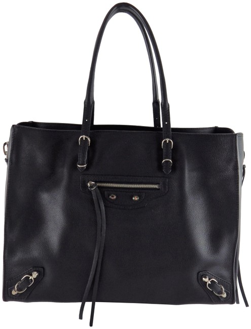 Balenciaga Papier B4 Zip Around Black Leather Tote