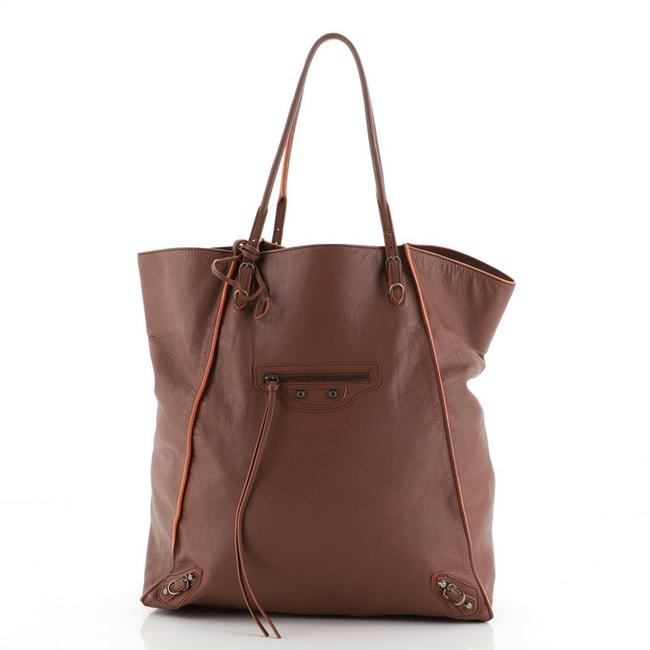 Balenciaga Papier Basket Classic Studs Brown Leather Tote