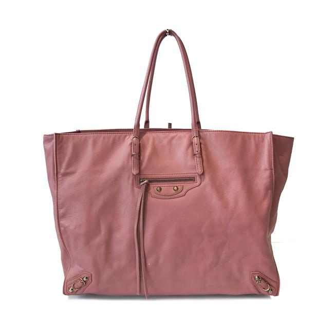 Balenciaga Papier Pink Calfskin Leather Tote