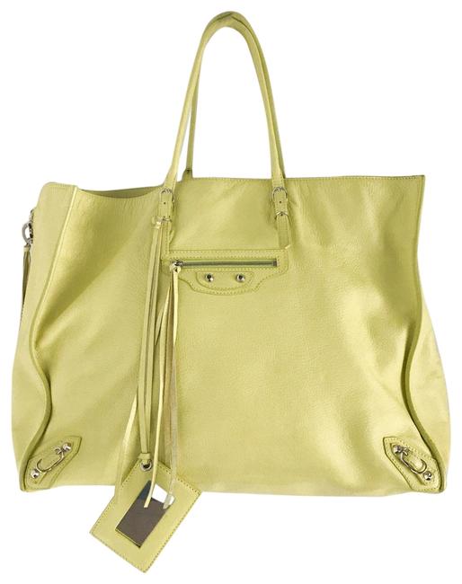 Balenciaga Papier Yellow Lambskin Leather Tote