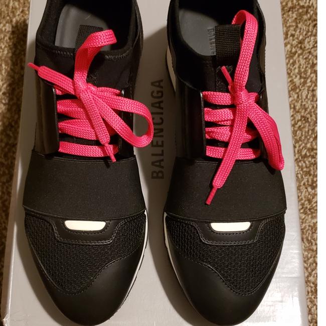 Balenciaga Pink Black and White Runner Sneakers Narrow