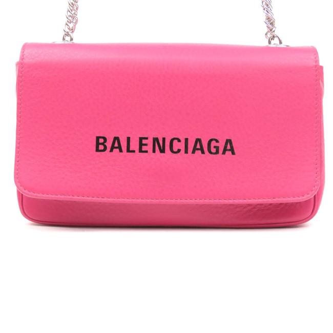 Balenciaga Pink Chain Everyday Leather Wallet