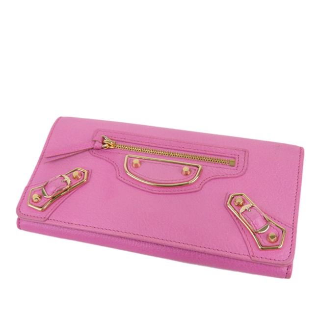 Balenciaga Pink Motocross Classic Metallic Edge Wallet