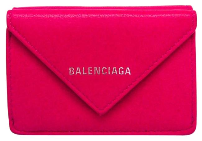Balenciaga Pink Paper Mini 391446 Womens Leather Tri fold Wallet