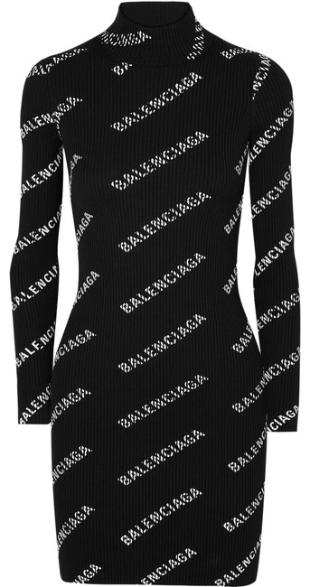 Balenciaga Printed Ribbed knit Mini Short Casual Dress12 L