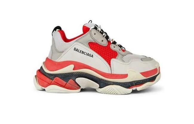 Balenciaga Red Grey Black Triple S Sneakers