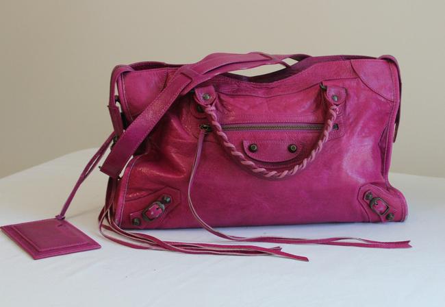 Balenciaga Classic City Fuschia Pink Leather Satchel