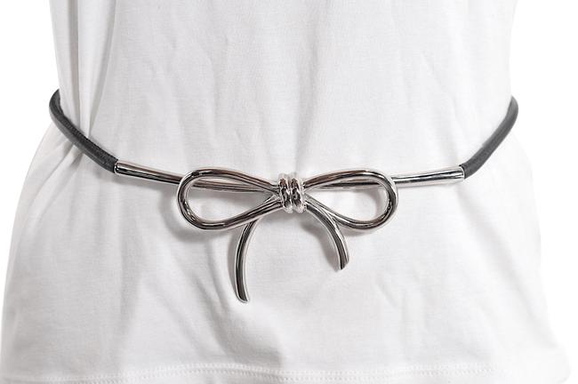 Balenciaga Silver Black Metal Bow 32 Belt