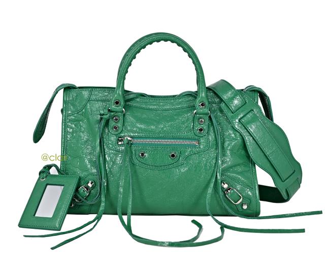 Balenciaga Small City Magic Green Leather Satchel
