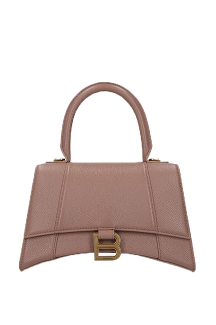 Balenciaga Small Hourglass In Grained Nude Leather Shoulder Bag