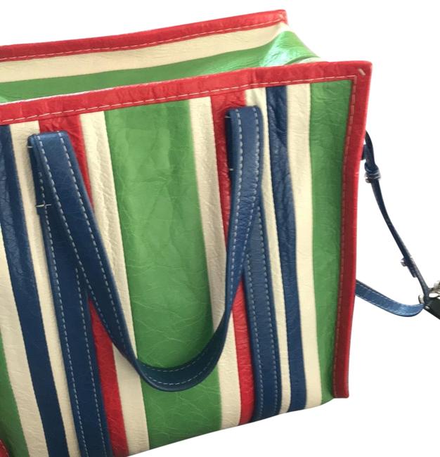 Balenciaga Stripes Colorful Leather Satchel