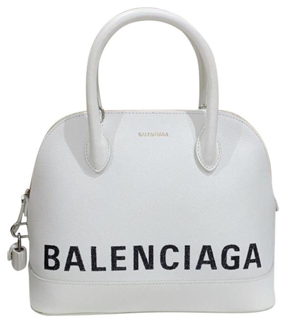 Balenciaga Top Handle Ville White Leather Shoulder Bag
