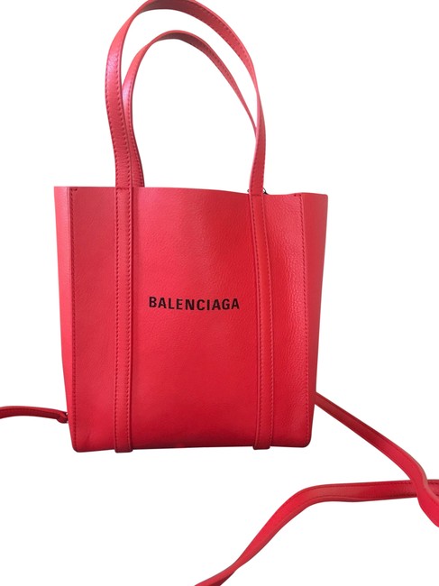 Balenciaga Tote Everyday Xxs Red Calfskin Leather Cross Body Bag