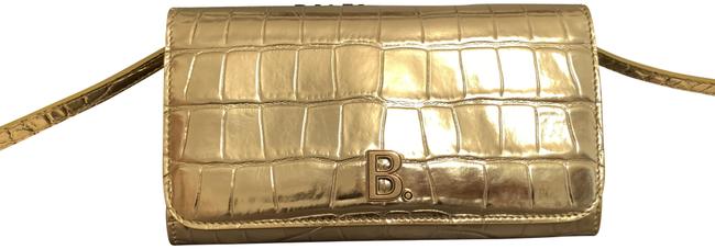 Balenciaga Touch Metallic Croc effect Leather Shoulder Bag