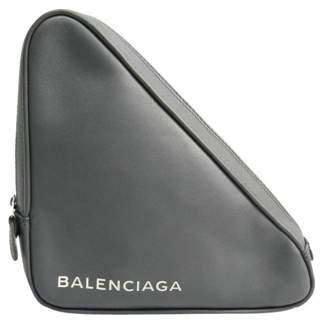 Balenciaga Triangle M 476976 Womens Gray Leather Clutch