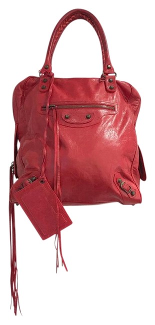 Balenciaga Velo Red Lambskin Leather Tote