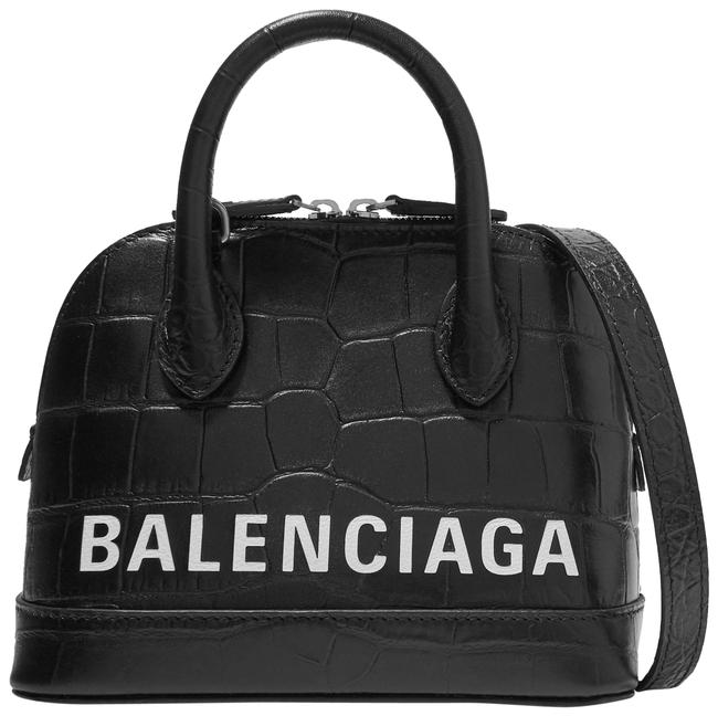 Balenciaga Ville Xxs Aj Printed Croc effect Black Leather Tote