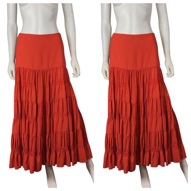 Balenciaga Orange Vintage Flowy Skirt Long Short Casual Dress4 S