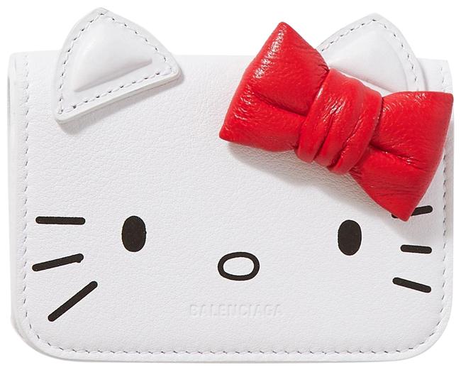 Balenciaga White + Hello Kitty Mini Printed Leather Wallet