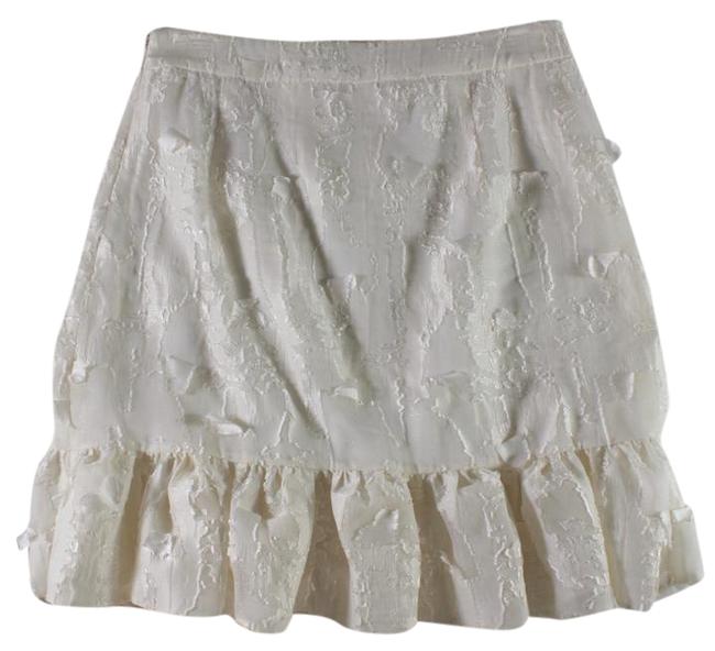 Balenciaga White Raw Distressed Silk Ruffle Hem Skirt6 S, 28