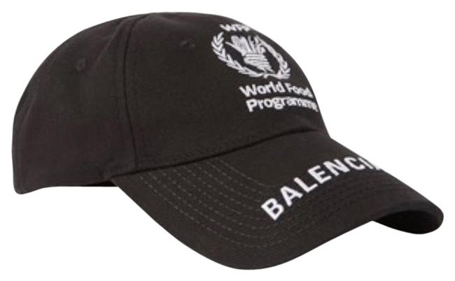Balenciaga Black + World Food Program Embroidered Cotton twill Baseball Cap Hat