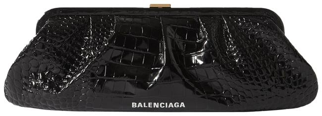 Balenciaga XL Cloud Printed Croc effect Leather Clutch