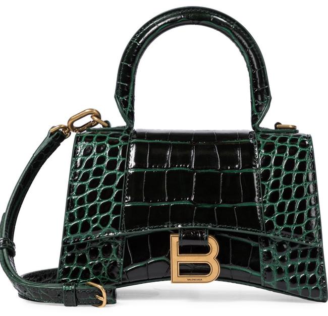 Balenciaga XS Hourglass Croc effect Leather Tote Cross Body Bag